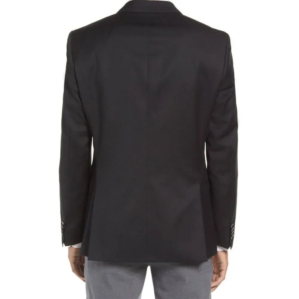 Hugo Boss Mens Jeffery Regular Fit Wool Sport Coat 40 Long Black - NWT